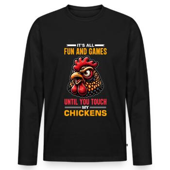 Poulets Poulets - T-shirt manches longues Premium bio Homme - noir - Devant - Nico (187cm)