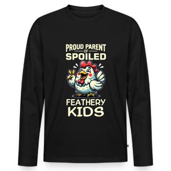Poulets Poulets - T-shirt manches longues Premium bio Homme - noir - Devant - Nico (187cm)