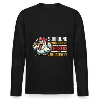 Poulets Poulets - T-shirt manches longues Premium bio Homme - noir - Devant - Nico (187cm)