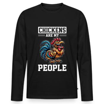 Poulets Poulets - T-shirt manches longues Premium bio Homme - noir - Devant - Nico (187cm)