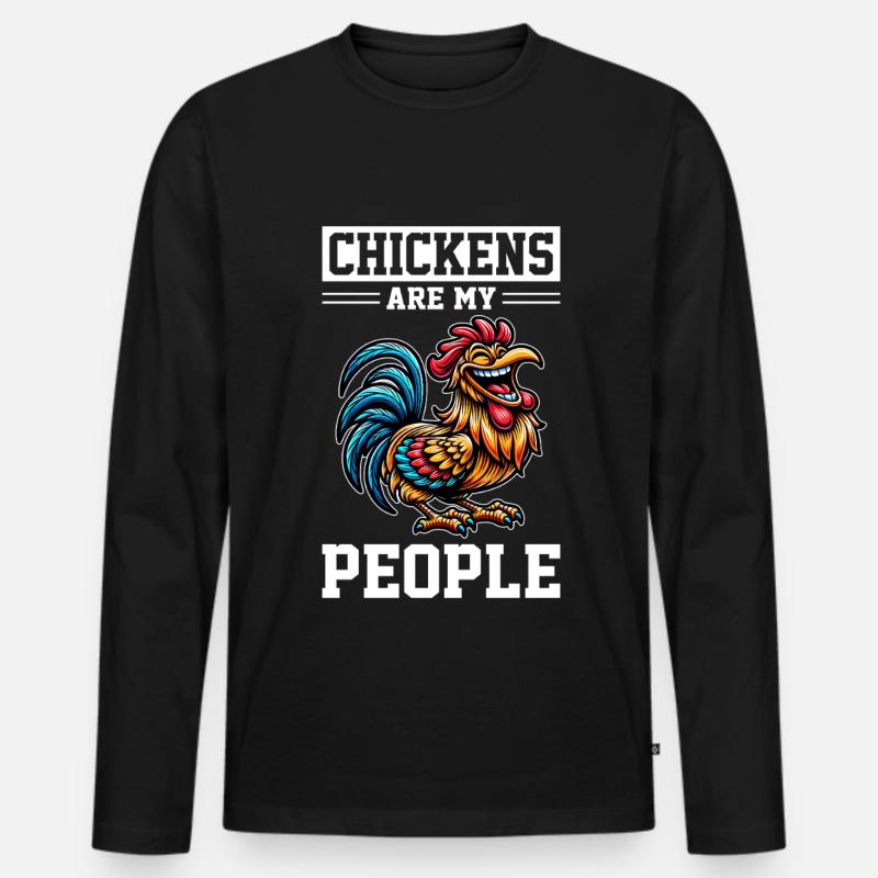 Huhn Hühner - Männer Premium Bio Langarmshirt - Schwarz