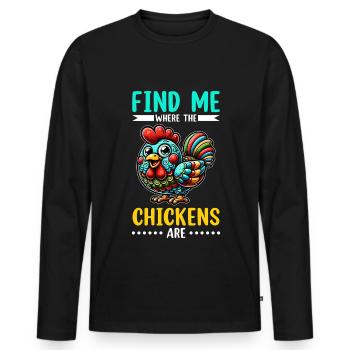Chicken Chickens - Men's Premium Organic Long Sleeve Shirt - black - Front - Nico (187cm)