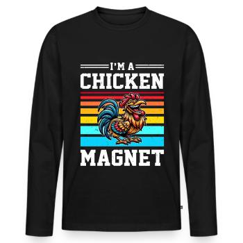 Poulets Poulets - T-shirt manches longues Premium bio Homme - noir - Devant - Nico (187cm)
