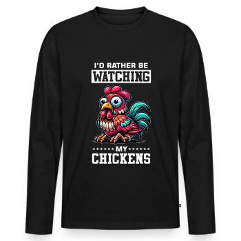 Chicken Chickens - Men's Premium Organic Long Sleeve Shirt - black - Front - Nico (187cm)