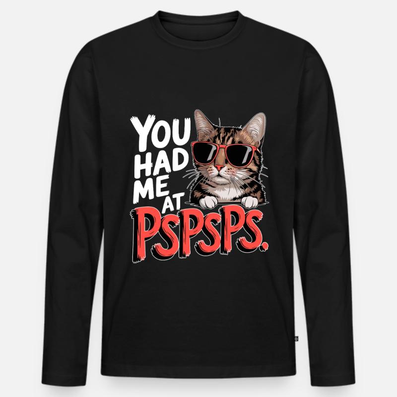 Kätzchen Pspsps Katze - Männer Premium Bio Langarmshirt - Schwarz