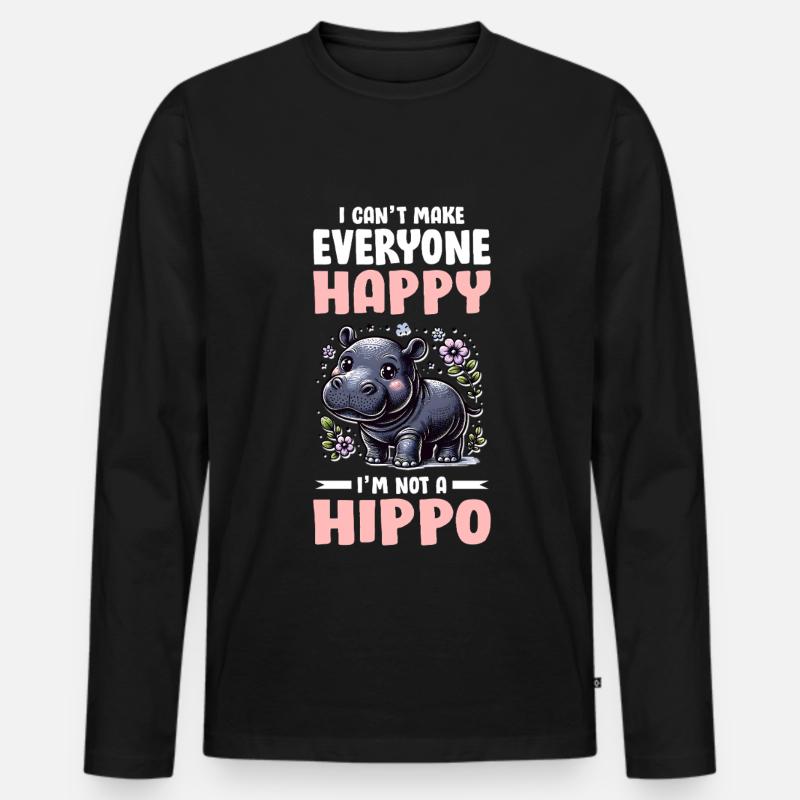 Nilpferd - Männer Premium Bio Langarmshirt - Schwarz