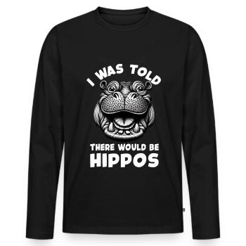 Nilpferd - Männer Premium Bio Langarmshirt - Schwarz - Vorne - Nico (187cm)
