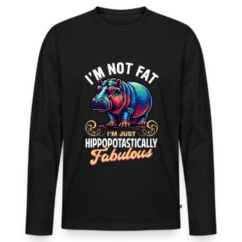 Nilpferd - Männer Premium Bio Langarmshirt - Schwarz - Vorne - Nico (187cm)