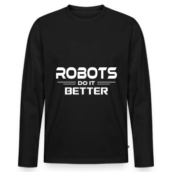 Ai Robotique Geek Tech Humour Robot - T-shirt manches longues Premium bio Homme - noir - Devant - Nico (187cm)
