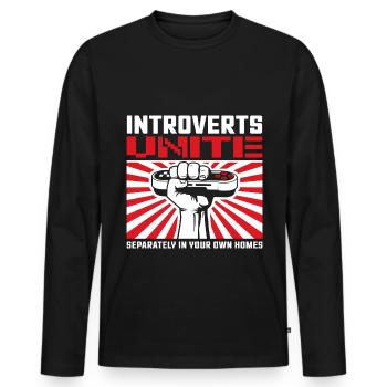 Introverts unite - Men's Premium Organic Long Sleeve Shirt - black - Front - Nico (187cm)