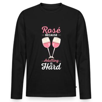 Vin Rosé - T-shirt manches longues Premium bio Homme - noir - Devant - Nico (187cm)