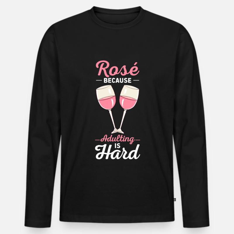 Wein Rosé - Männer Premium Bio Langarmshirt - Schwarz