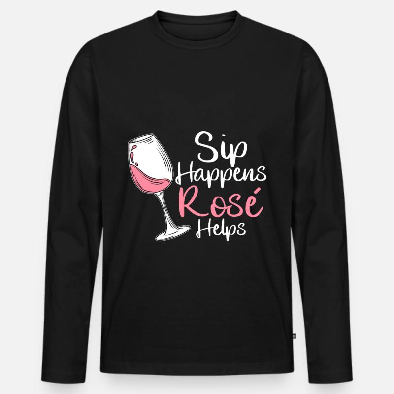 Wein Rosé - Männer Premium Bio Langarmshirt - Schwarz