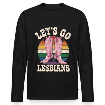 Let's Go Lesbians Lesbe Lesbisch - Männer Premium Bio Langarmshirt - Schwarz - Vorne - Nico (187cm)