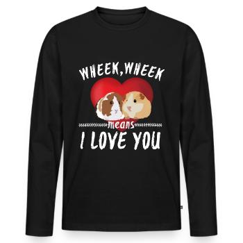 Wheek Wheek means i love You Meerschweinchen Liebe - Männer Premium Bio Langarmshirt - Schwarz - Vorne - Nico (187cm)