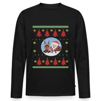 Weihnachten stricken - Männer Premium Bio Langarmshirt - Schwarz - Vorne - Nico (187cm)