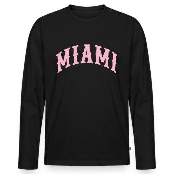 Miami - Men's Premium Organic Long Sleeve Shirt - black - Front - Nico (187cm)