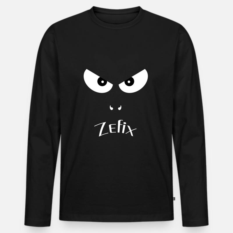 Zefix - Männer Premium Bio Langarmshirt - Schwarz