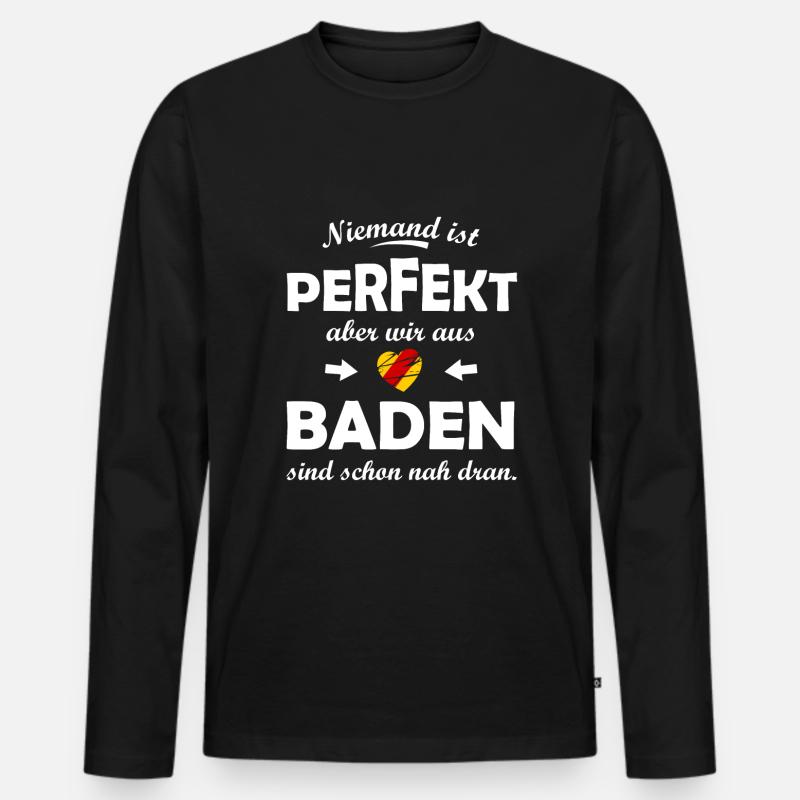 Perfekt aus Baden - Männer Premium Bio Langarmshirt - Schwarz