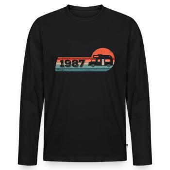 Motorhome Driver Camping born 1987 Birthday - Men's Premium Organic Long Sleeve Shirt - black - Front - Nico (187cm)