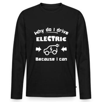 J’adore les voitures électriques - T-shirt manches longues Premium bio Homme - noir - Devant - Nico (187cm)