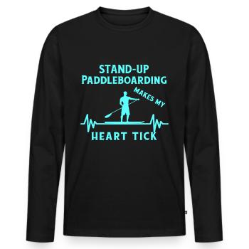 SUP paddle paddle Stand Up Paddle Surf - T-shirt manches longues Premium bio Homme - noir - Devant - Nico (187cm)