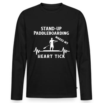 SUP paddle paddle Stand Up Paddle Surf - T-shirt manches longues Premium bio Homme - noir - Devant - Nico (187cm)