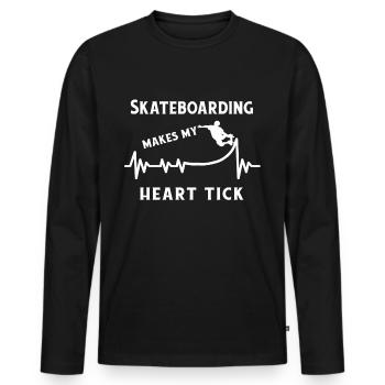 Skateboard Skater Ramp Patinage Heartbeat - T-shirt manches longues Premium bio Homme - noir - Devant - Nico (187cm)
