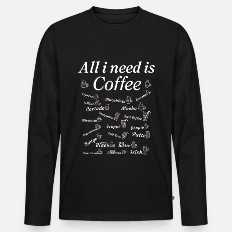 Kaffee Sammlung Kaffeetrinker Kaffeeliebhaber - Männer Premium Bio Langarmshirt - Schwarz