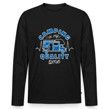 Camping-car Chauffeur Camping Camping camping-car Camping - T-shirt manches longues Premium bio Homme - noir - Devant - Nico (187cm)