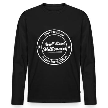 Millionaire Wall Street - Men's Premium Organic Long Sleeve Shirt - black - Front - Nico (187cm)