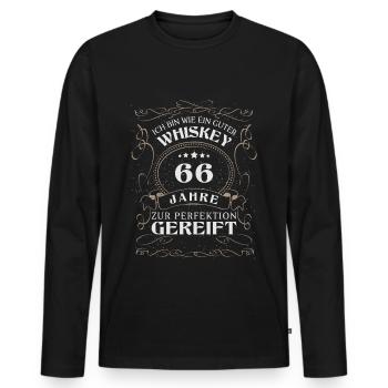 Whisky 66. Geburtstag 66 Jahre Sprüche bin wie - Männer Premium Bio Langarmshirt - Schwarz - Vorne - Nico (187cm)