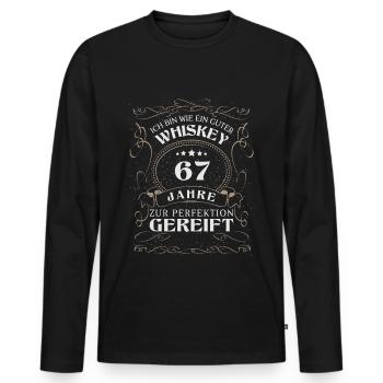 Whisky 67. Geburtstag 67 Jahre Sprüche bin wie - Männer Premium Bio Langarmshirt - Schwarz - Vorne - Nico (187cm)