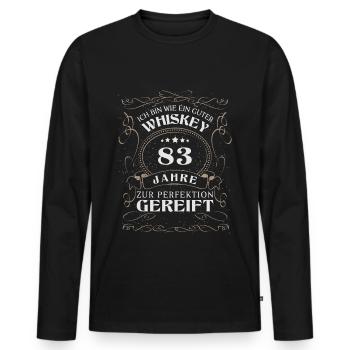 Whisky 83. Geburtstag 83 Jahre Sprüche bin wie - Männer Premium Bio Langarmshirt - Schwarz - Vorne - Nico (187cm)