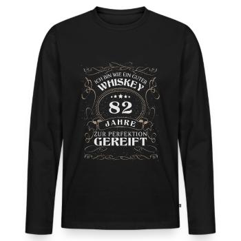 Whisky 82. Geburtstag 82 Jahre Sprüche bin wie - Männer Premium Bio Langarmshirt - Schwarz - Vorne - Nico (187cm)