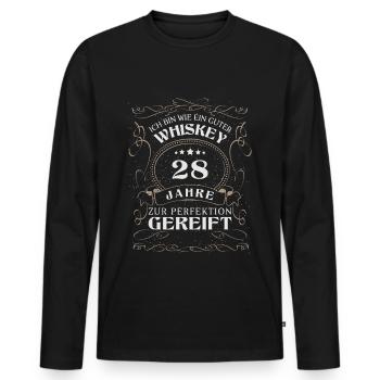 Whisky 28. Geburtstag 28 Jahre Sprüche bin wie - Männer Premium Bio Langarmshirt - Schwarz - Vorne - Nico (187cm)