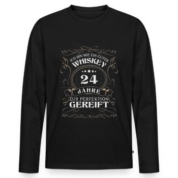 Whisky 24. Geburtstag 24 Jahre Sprüche bin wie - Männer Premium Bio Langarmshirt - Schwarz - Vorne - Nico (187cm)