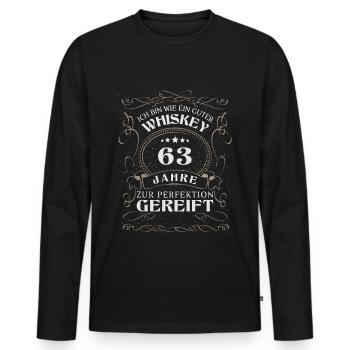 Whisky 63. Geburtstag 63 Jahre Sprüche bin wie - Männer Premium Bio Langarmshirt - Schwarz - Vorne - Nico (187cm)