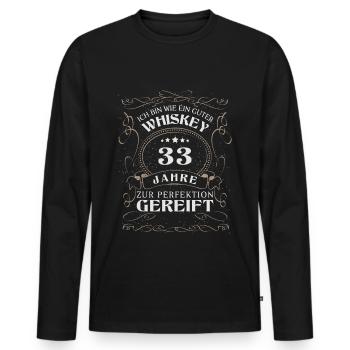 Whisky 33. Geburtstag 33 Jahre Sprüche bin wie - Männer Premium Bio Langarmshirt - Schwarz - Vorne - Nico (187cm)