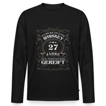 Whisky 27. Geburtstag 27 Jahre Sprüche bin wie - Männer Premium Bio Langarmshirt - Schwarz - Vorne - Nico (187cm)