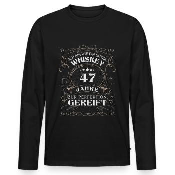 Whisky 47. Geburtstag 47 Jahre Sprüche bin wie - Männer Premium Bio Langarmshirt - Schwarz - Vorne - Nico (187cm)