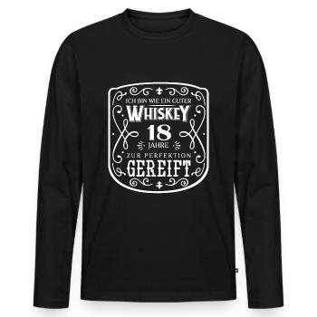 Whisky 18ème anniversaire 18 ans Je suis comme bon - T-shirt manches longues Premium bio Homme - noir - Devant - Nico (187cm)