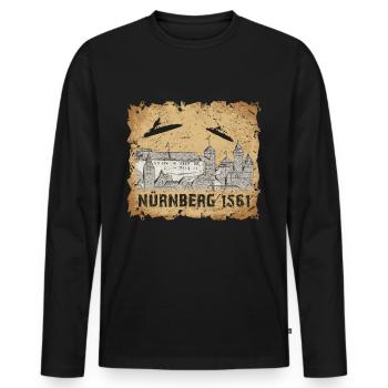 Nuremberg Skyline City Tour Nuremberg Skyline - T-shirt manches longues Premium bio Homme - noir - Devant - Nico (187cm)