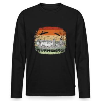 Nuremberg Skyline City Tour Nuremberg Skyline - T-shirt manches longues Premium bio Homme - noir - Devant - Nico (187cm)
