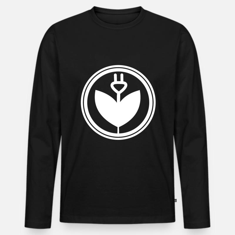 Elektrische Blume - Männer Premium Bio Langarmshirt - Schwarz
