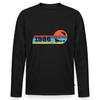 Kite-Strand-Segler né en 1986 Anniversaire - T-shirt manches longues Premium bio Homme - noir - Devant - Nico (187cm)
