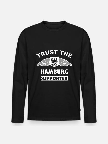 Vertraue dem Hamburger - Männer Premium Bio Langarmshirt - Schwarz