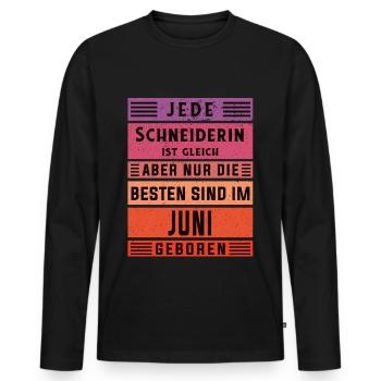 Schneiderin Geburtstag Juni geboren - Männer Premium Bio Langarmshirt - Schwarz - Vorne - Nico (187cm)