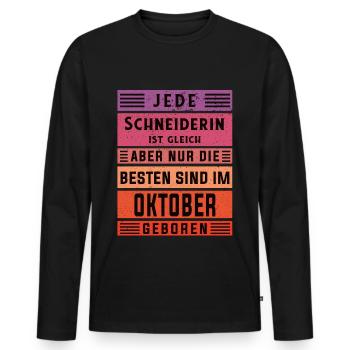 Schneiderin Geburtstag Oktober geboren - Männer Premium Bio Langarmshirt - Schwarz - Vorne - Nico (187cm)