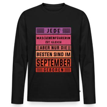 Geburtstag September geboren Anlagen und - Männer Premium Bio Langarmshirt - Schwarz - Vorne - Nico (187cm)